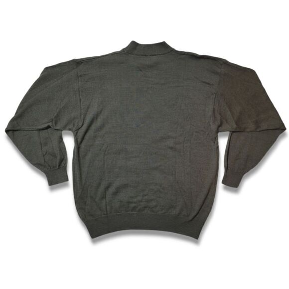 Fiji Italy Green Crew Neck Wool Blend Lightweight Ribbed Men's Sweater - Picture 2 of 7